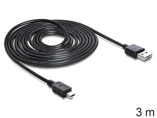 USB kabelis Delock USB-A – miniUSB 3 m juodas (83364)