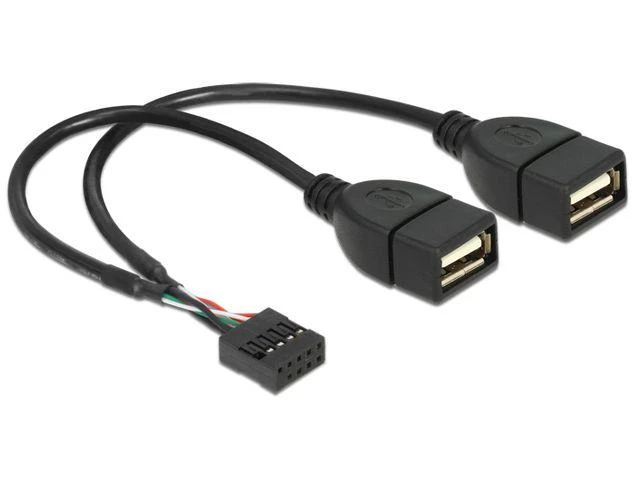 „Delock“ USB kabelio kaiščio antraštė, lizdas > 2 x A tipo USB 2.0 lizdas, 20 cm