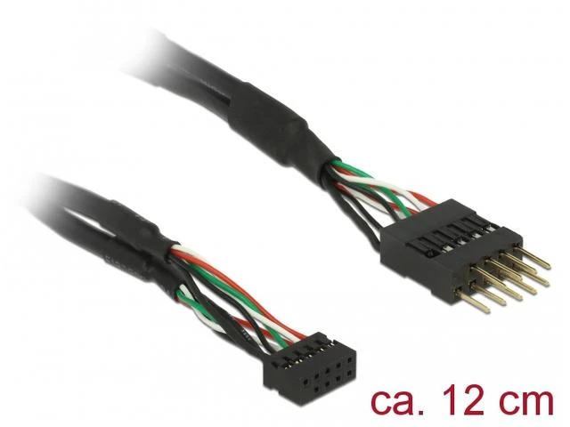 Delock USB 9 pin - USB 9 pin, 0,12m, Juoda (41977)