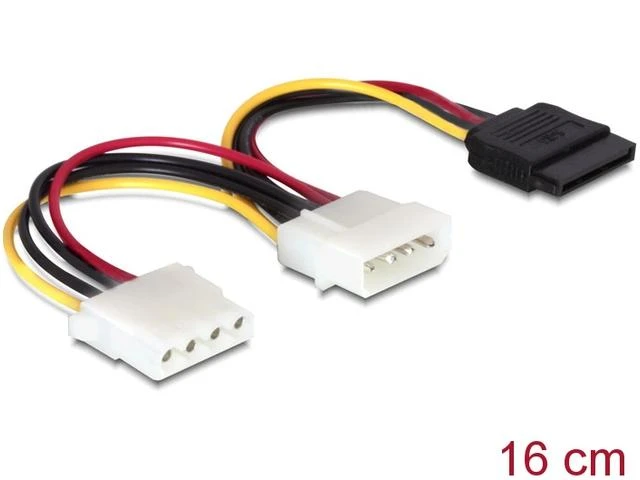 Delock SATA 15- pin - Molex x2, 0,16m, Multicolor (60103)