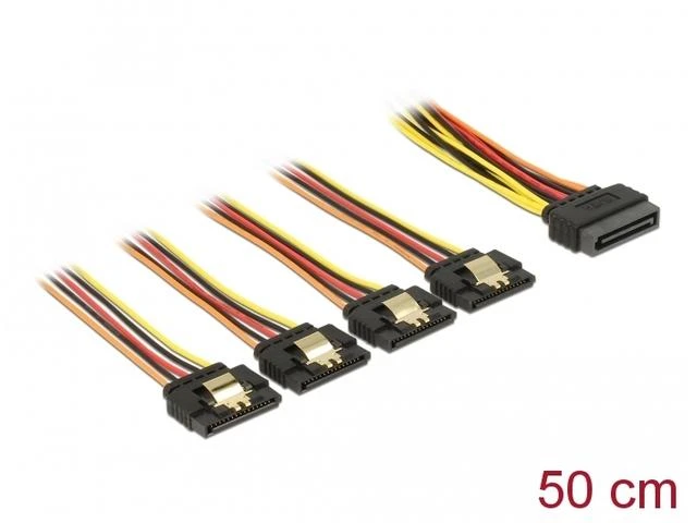 Delock SATA 15 kontaktų – SATA 15 kontaktų x4 0,5 m daugiaspalvis (60158)