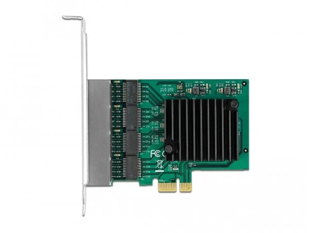 PCIe tinklo plokštė su aušintuvu ir keturiomis RJ45 jungtimis