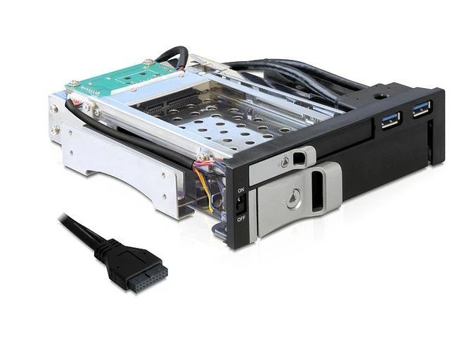 Delock 5.25 Mobile Rack 1 x 2.5 + 1 x 3.5 SATA HDD + 2 x USB 3.0 jungtys
