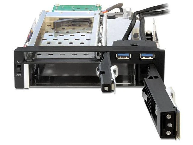 Delock 5.25 Mobile Rack 1 x 2.5 + 1 x 3.5 SATA HDD + 2 x USB 3.0 jungtys