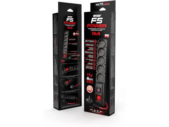 Acar F5 Power 5 lizdai 1,5m 16A
