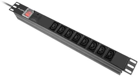 LANBERG maitinimo paskirstymo blokas PDU 19 1U 16A 8x IEC C13 lizdai 2m juodas C20