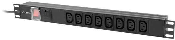LANBERG maitinimo paskirstymo blokas PDU 19 1U 16A 8x IEC C13 lizdai 2m juodas C20