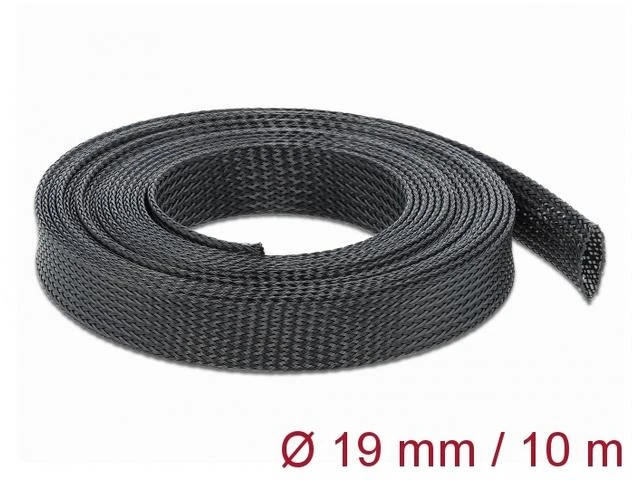 DELOCK kabelio jungtis 10M 19MM ištraukiama juoda poliesterio