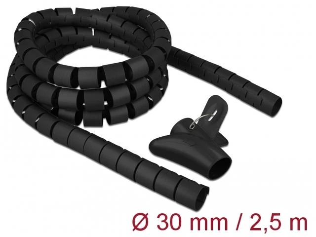 DELOCK CABLE BRAID 2,5M 30MM SPIRAL SU ĮRANKIU JUODA POLIETILENU