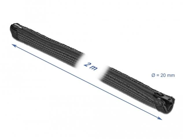 DELOCK kabelio jungtis 2M 20MM užtrauktukas juodos spalvos poliesteris