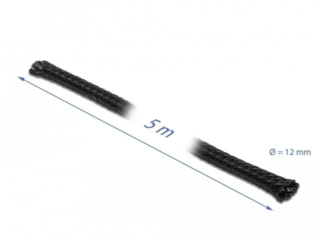 DELOCK 5M 12MM TEMPAMŲJŲ KABELIŲ PINĖ JUODA
