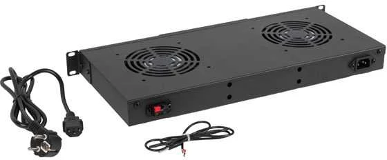 LANBERG AK-1502-B 19 ventiliatoriaus blokas / ventiliacijos skydelis su LCD 2 ventiliatoriais + 230 V termostatu