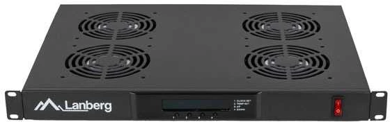 LANBERG AK-1503-B 19 colių ventiliatoriaus blokas / ventiliacijos skydelis su LCD 4 ventiliatoriais + 230 V termostatu