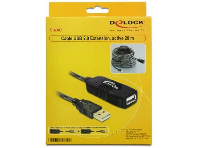 Delock kabelis USB 2.0 prailginimas, aktyvus 20 m