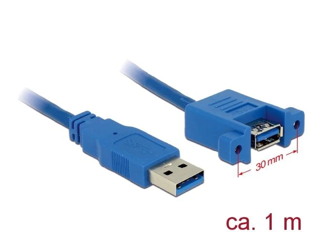 Kabelis USB Delock USB-A - USB-A 1 m Mėlyna (85112)