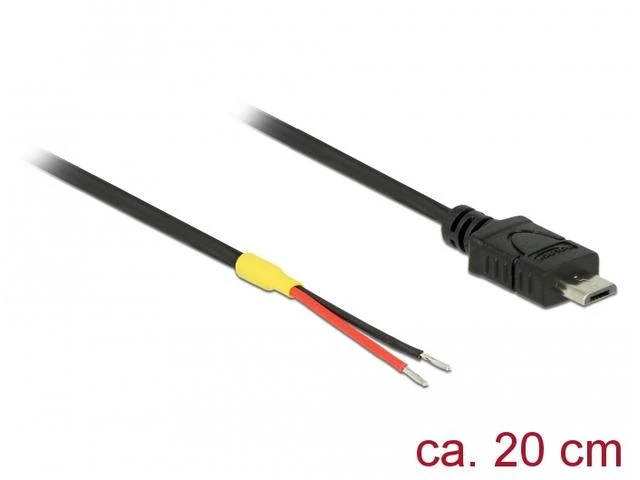 Delock kabelis USB 2.0 Micro-B kištukas > 2 x atviri kabelio galai, galia 20 cm