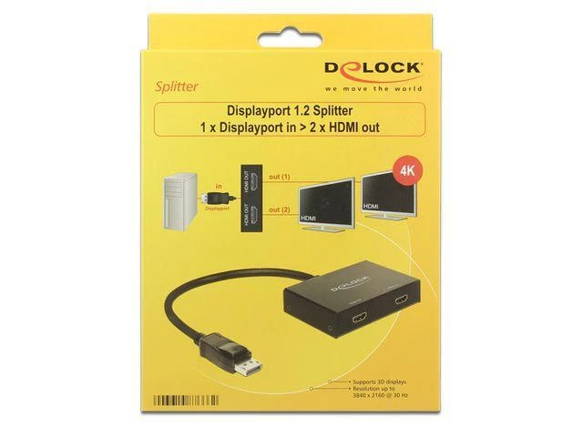 Delock Displayport į 2x HDMI šakotuvas pakuotėje