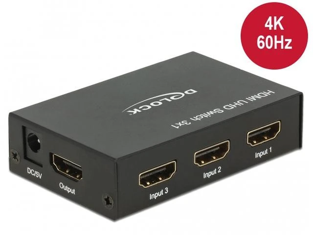 Delock HDMI UHD jungiklis 3 x HDMI įvestis > 1 x HDMI išvestis 4K