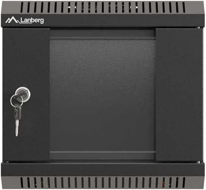 Lanberg 10" 4U 300x300 juoda sieninė spintelė su stiklinėmis durelėmis (plokščia pakuotė)