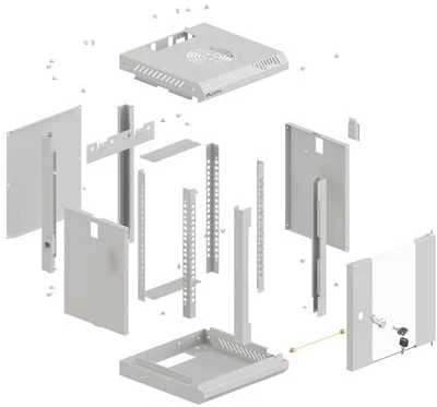 Lanberg 10 colių 6U 300x300 rutulinės pakabinamos spintelės stiklinės durys (plokščia pakuotė)