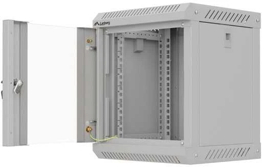 Lanberg 10 colių 6U 300x300 rutulinės pakabinamos spintelės stiklinės durys (plokščia pakuotė)