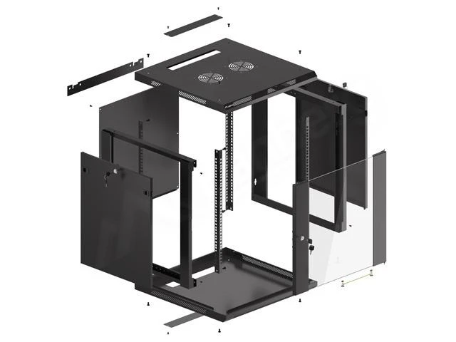 LANBERG WF01-6612-10B sieninis stovas 19 colių išmontuojamas plokščias paketas 12U/600x600mm juodas