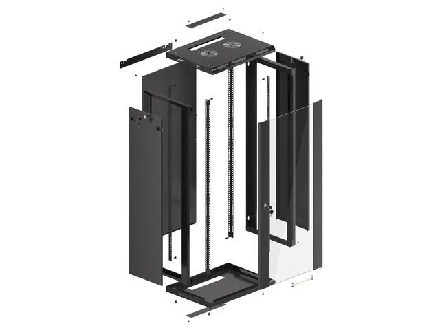 LANBERG WF01-6427-10B sieninis stovas 19 colių išmontuojamas plokščias paketas 27U/600x450mm juodas