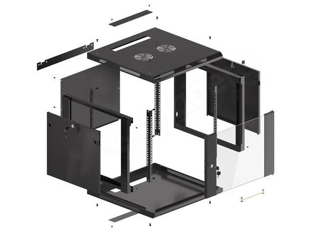 LANBERG WF01-6609-10B sieninis stovas 19 colių išmontuojamas plokščias paketas 9U/600x600mm juodas