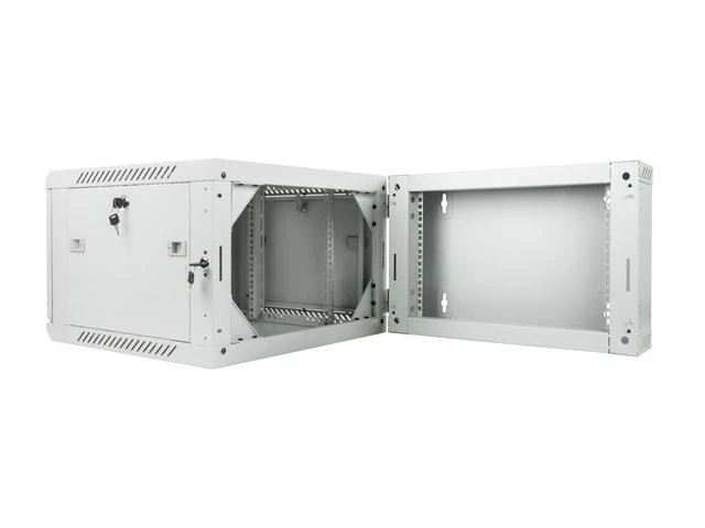 LANBERG WF02-6606-10S sieninis dvigubos sekcijų stelažas 19 colių plokščias paketas 6U/600x600mm pilkas