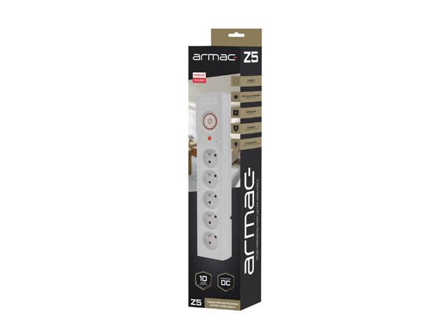 ARMAC Surge Protector Z5 1.5m 5x prancūziški lizdai 10A kabelių tvarkyklė pilka