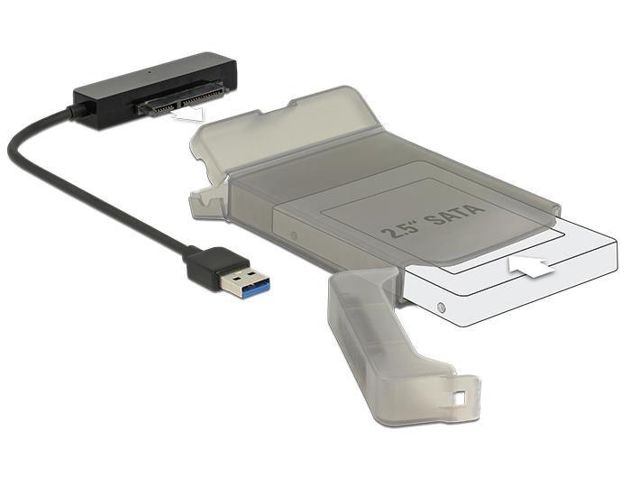 DELOCK konverteris USB 3.0 A tipo kištukas > SATA 6 Gb/s 22 kontaktų su 2,5" apsauginiu dangteliu