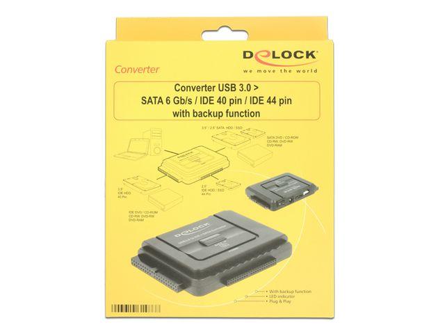 DLC DELOCK konverteris iš USB 3.0 į SATA 6 Gb/s / IDE 40 kontaktas / IDE 44 kontaktas su atsargine funkcija