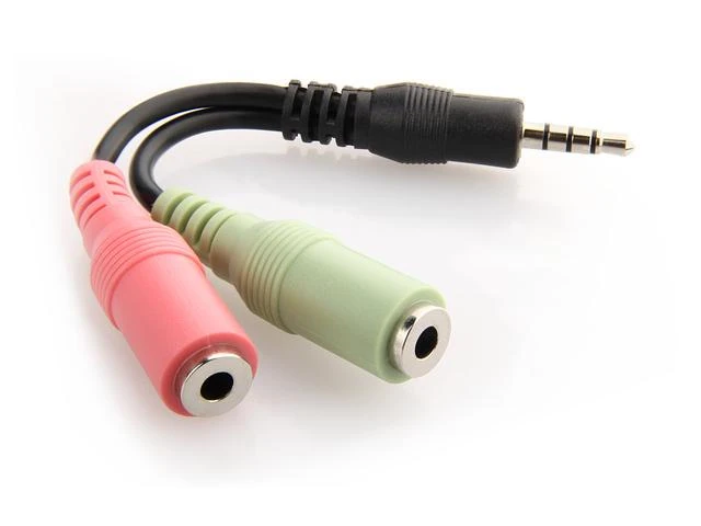 3.5 mm garso adapteris su žaliu ir rožiniu lizdu