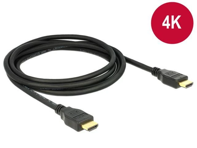 DELOCK kabelis didelės spartos HDMI su eternetu HDMI A kištukas > HDMI A vyriškas 4K 2 m