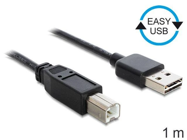 USB kabelis Delock USB-A – USB-B 1 m juodas (83358)