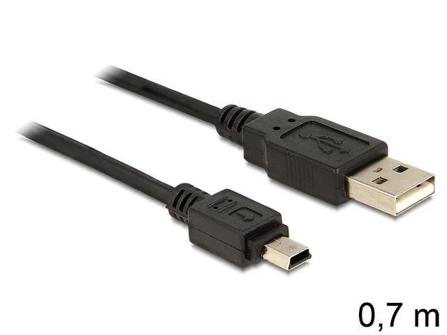 DELOCK Cable USB 2.0 mini B Standartinis 5 kontaktų 0,7 m