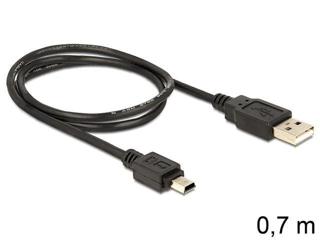 DELOCK Cable USB 2.0 mini B Standartinis 5 kontaktų 0,7 m