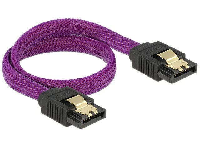 DELOCK 83690 Delock SATA laidas 6 Gb/s 30 cm tiesi / tiesi metalinė violetinė Premium