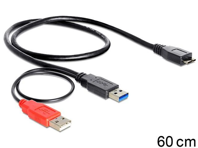 DELOCK kabelis USB 3.0 Y 1x USB 3.0 micro-B St+ USB 2.0-A St 20cm