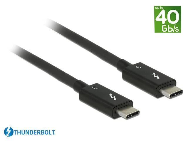 DELOCK laidas Thunderbolt 3 USB-C kištukas > USB-C vyriškas pasyvus 0,5 m 5 A 40 Gb/s juodas