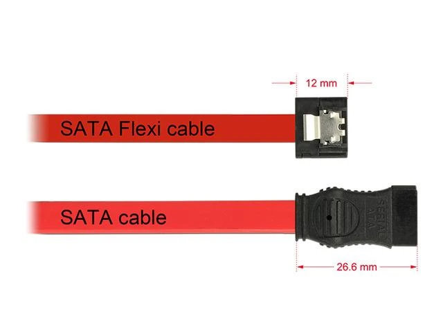 DELOCK Cable SATA FLEXI 6 Gb/s 30cm raudono metalo