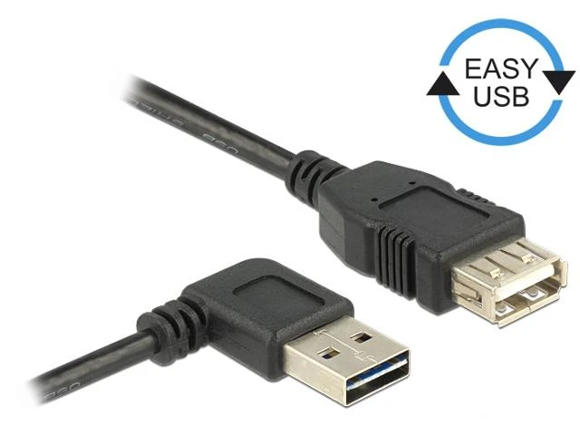 DELOCK ilgintuvas EASY-USB 2.0 tipo A kištukinis kampu į kairę / dešinę > USB 2.0 Type-A moteriškas 0,5 m
