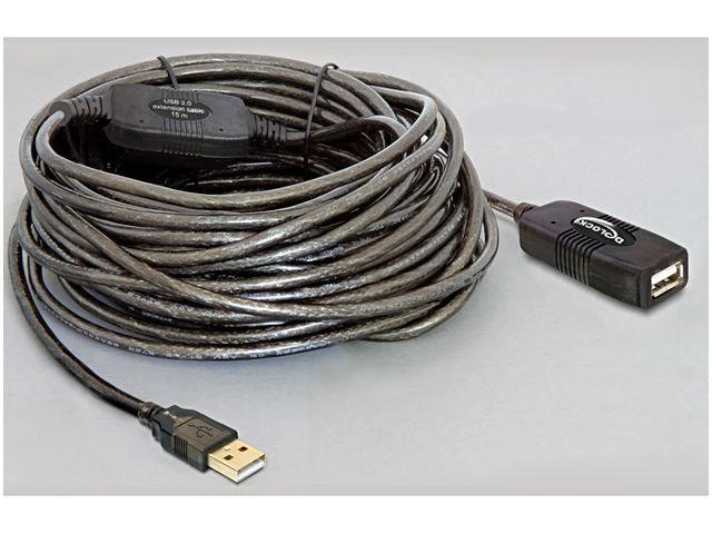 Cable DELOCK 82689 (USB M - USB F, 15m, juodos spalvos)