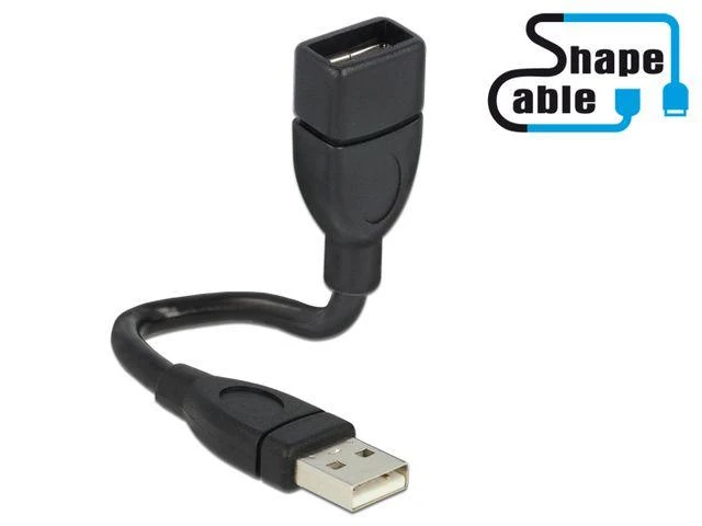 DELOCK kabelis USB 2.0 A kištukas > Moteriškas ShapeCable 0,15 m