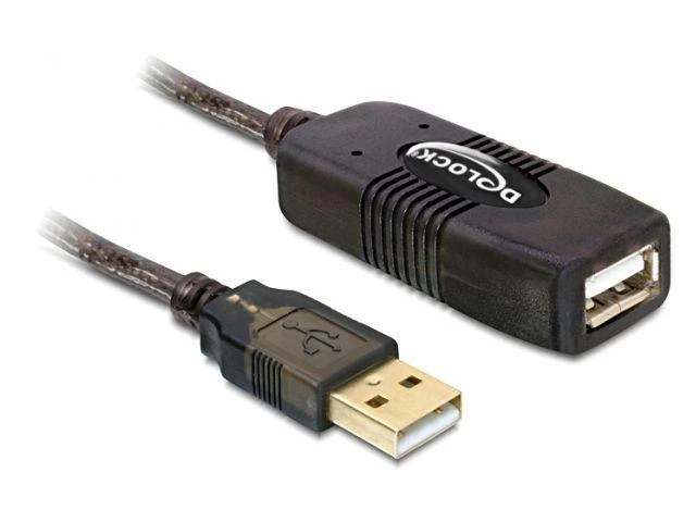 Cable DELOCK 82689 (USB M - USB F, 15m, juodos spalvos)