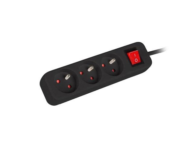 LANBERG PS1-03E-0300-BK 3M Juodas LANTERGE CURVE 3X 230V PL SU GRANDINĖS IŠJUNGIKLIU PILNAS VARINIS