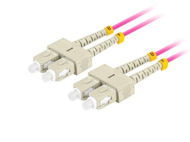 LANBERG šviesolaidinis laidas MM SC/UPC-SC/UPC dvipusis 1m LSZH om4 50/125 3.0mm violetinis