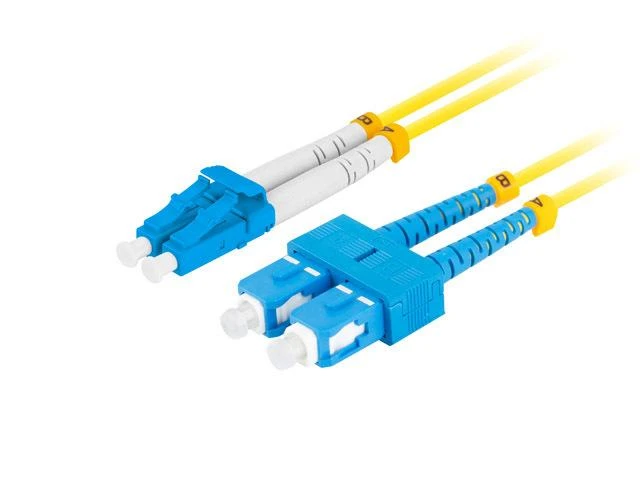 LANBERG šviesolaidinis patchcord SM SC/UPC-LC/UPC dvipusis 2m LSZH g657a1 3.0mm geltonas