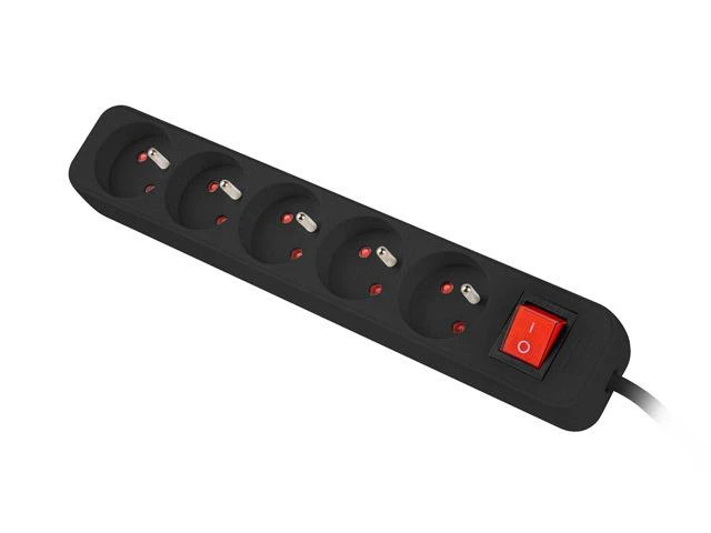 LANBERG PS1-05E-0150-BK 1.5M Juodas LANTERGE CURVE 5X 230V PL su grandinės pertraukikliu, pilnai varinis