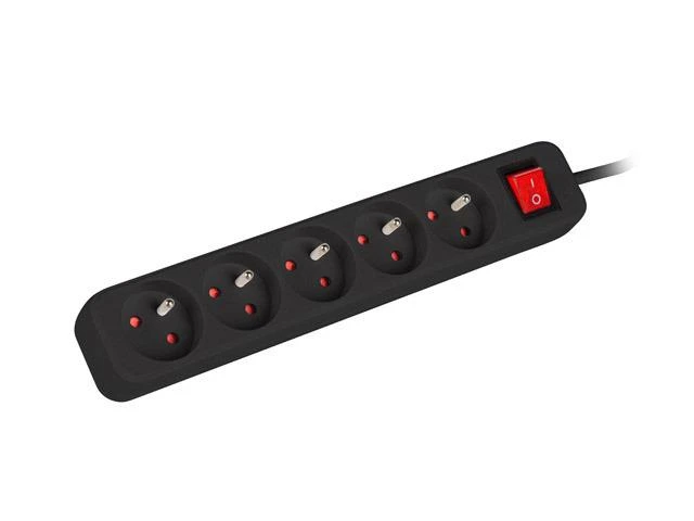 LANBERG PS1-05E-0150-BK 1.5M Juodas LANTERGE CURVE 5X 230V PL su grandinės pertraukikliu, pilnai varinis